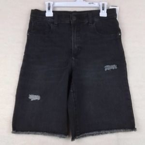 Oshkosh Jean Shorts Boys Size 12 in Faded Black w/ Distressing, Adjustable Waist